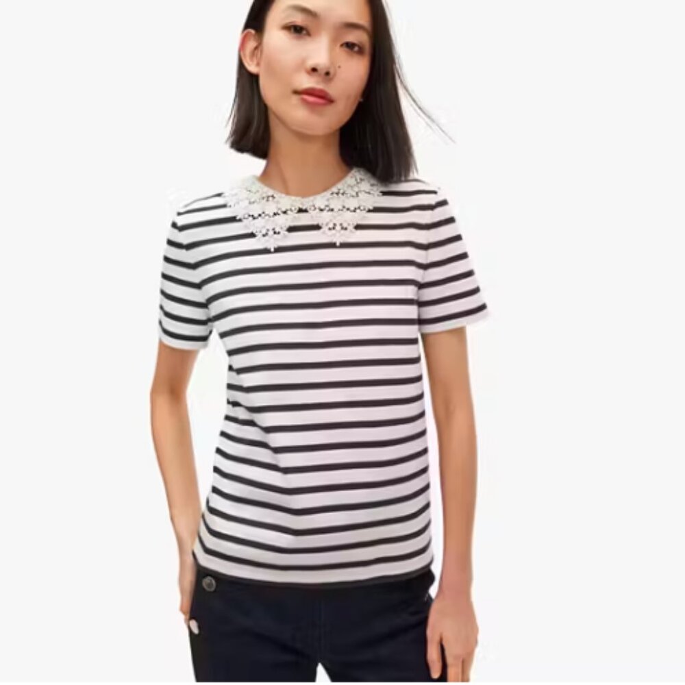 kate spade Lace Collar Striped Tee